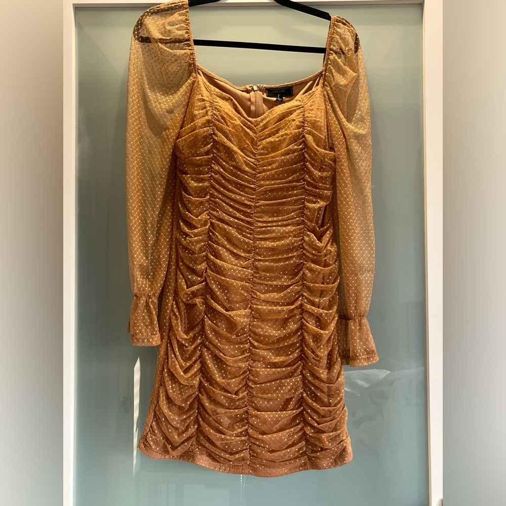 Elegant Gold Ruched Dress